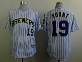 Milwaukee Brewers #19 Robin Yount White With Blue Pinstripe Mitchell And Ness Throwback Stitched MLB Jersey Sanguo,baseball caps,new era cap wholesale,wholesale hats